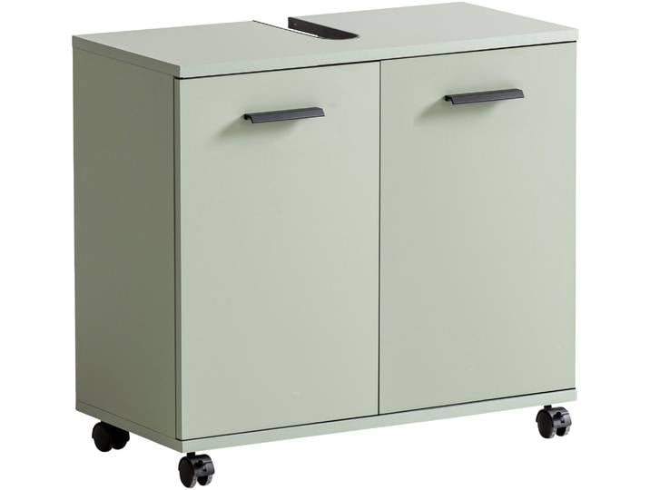 Waschbeckenunterschrank WELLTIME Palermo, Breite 59 cm , grün (pistazie), B:59,8cm H:63,4cm T:32,6cm, FSC-zertifizierter Holzwerkstoff, Schränke, Waschbeckenunterschrank, Metallbeschläge, Siphonausschnitt