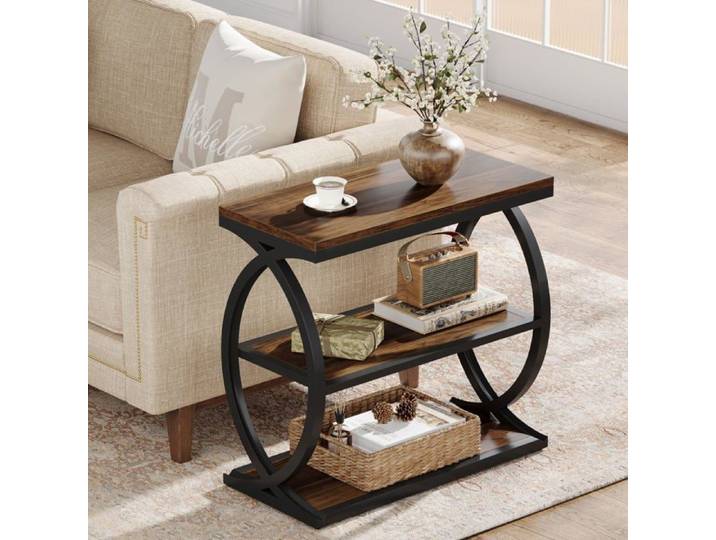 Table d'appoint étroite à 3 ux table d'appoint industrielle en bois avec cadre en métal petite table de chevet TABLE D'APPOINT
