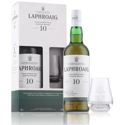 Laphroaig 10 Years Whisky 40% Vol. 0,7l in Geschenkbox mit Glas