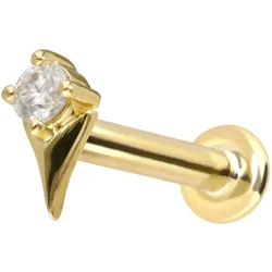 14 Karat Gold Labret mit Push Fit MOISSANIT + PFEILSPITZE