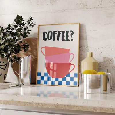 Uplift Essentials Retro Coffee Club Canvas Print Chic Food & Beverage Wall Art With Beige Background For Modern Living Room & Kitchen De style 4 19.7 X 29.5 In (50x75cm)