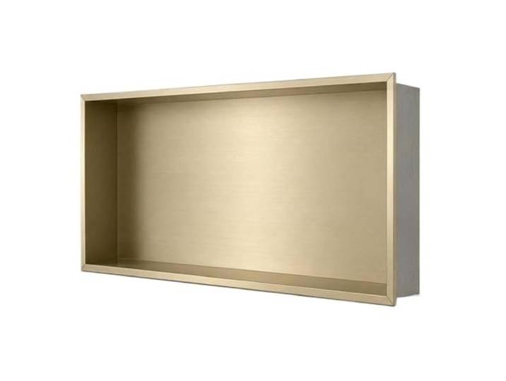 QAUUCP Einbauregal Wandnische Duschnische aus Edelstahl 24 x 12 4 Zoll, eingelassenes Wandregal, keine Fliesen erforderlich, Aufbewahrung im Badezimmer(Brushed Gold)