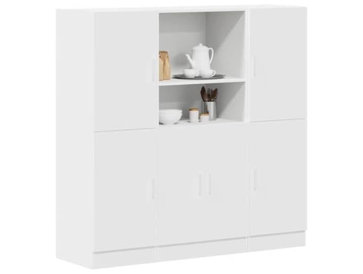 KTHLBRH Küchenmöbel-Set 3-teilig, weiß, aus Spanplatte mit Türen und Regalen, für die Organisation, Küchenutensilien, langlebiges und stabiles Material, für Restaurants, Hotels und Häuser Design