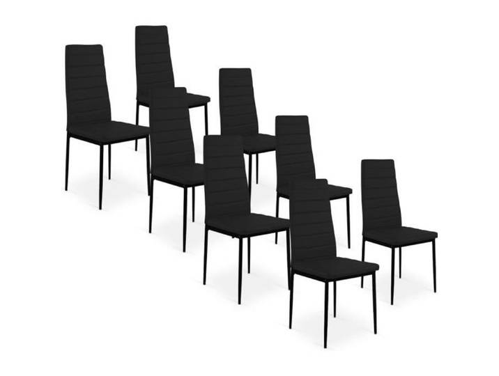 Lot de 8 chaises Strip Noir