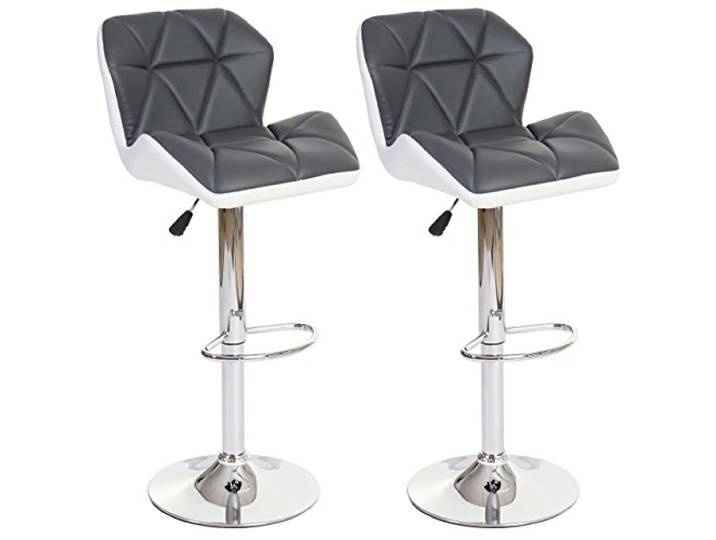 Mendler 2er-Set Barhocker HWC-A92 höhenverstellbar Kunstleder - grau