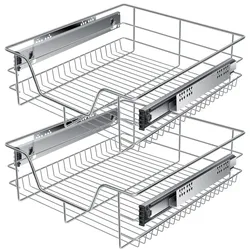 KESSER® Teleskopschublade 30-60cm Schrankbreite verchromt aus Edelstahl Schubladeneinsatz für Küchenschrank Korbauszug Schrankauszug