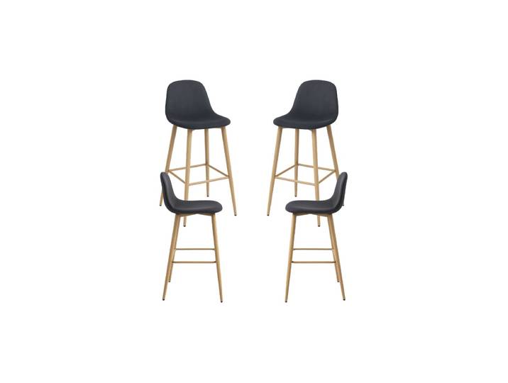 4er Set Teok Samt Hocker - Schwarz