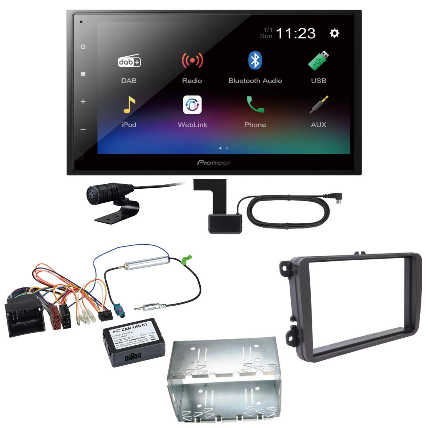 Pioneer DMH-A340DAB DAB+ Bluetooth Einbauset für Tiguan Amarok Caddy Jetta