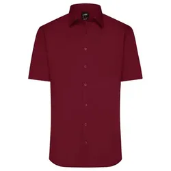 Herrenhemd Poplin Kurzarm JN680, wein-rot, Größe L - rot - L