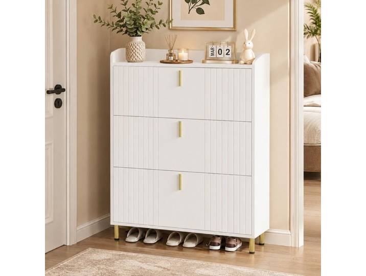 Meuble chaussures - Armoire Rangement Grande Capacité 18 Paires - Meuble d Entrée Couloir - Blanc - 80x23 5x123 5 cm