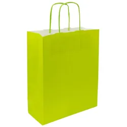 MONOUSO - Papiertüten Grün mit Henkeln 90g/m2 22+10x27cm (25 Stück)