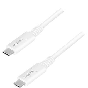 LogiLink Ladekabel CU0180, weiß, 0,8m, USB-C auf USB-C, 100W Schnellladekabel