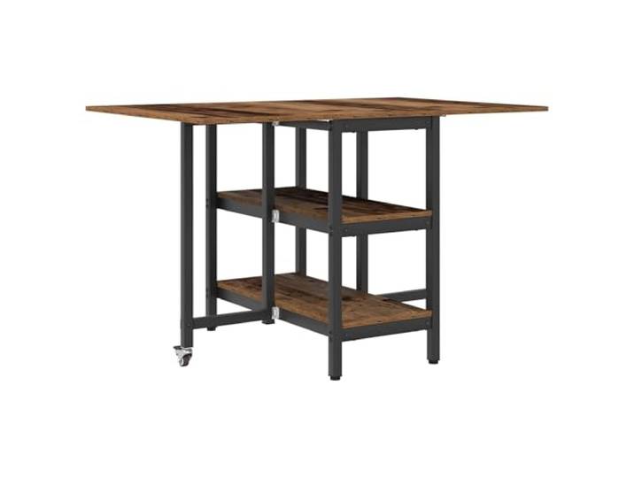 KDACVBMG Esstisch, 122 x 80 x 76,5 cm, Holz, antikes Holz Rechteckiger Tisch, Holzplatte, Lagerregale, Klappmechanismus, bewegliches Design