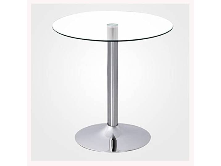 JHAISMAO Rund Glas Sockeltisch Mit Platte Glas Küche Esstisch 60/70/80cm Modern Rund 2-4 Sitzer Frühstücks-Bistrotisch Chrom Fuß(Size:70cm,Color:Transparent)