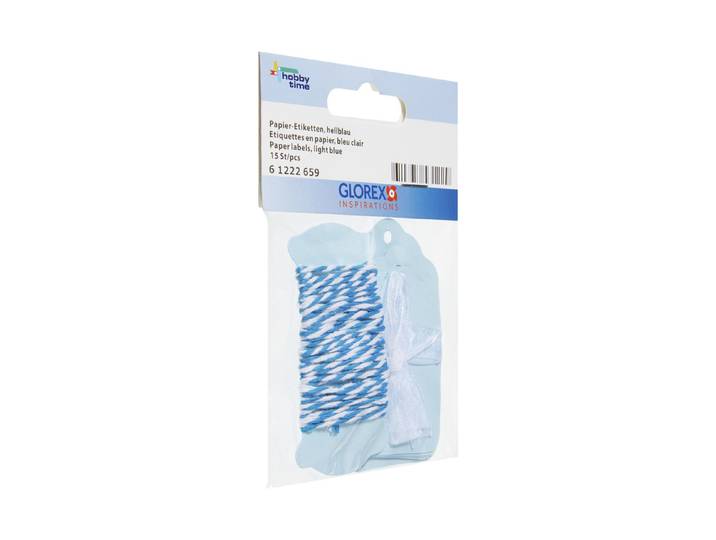 Glorex Papier-Etiketten Hellblau 5-8 × 3-5 cm 15 Stück