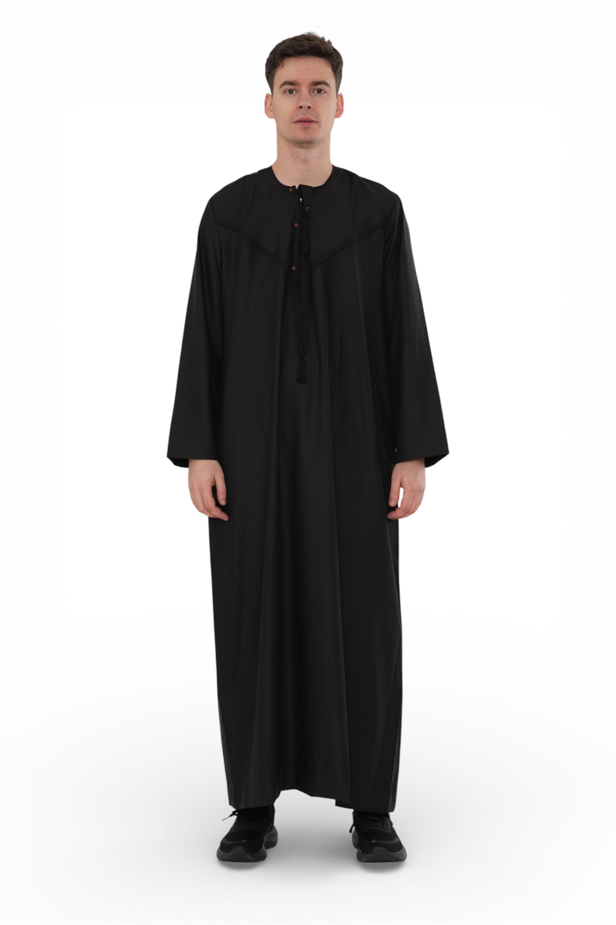 Herren Eid Schwarz Marokkanische Jubba Robe Djellaba Ramadan Eid Thobe – HM11