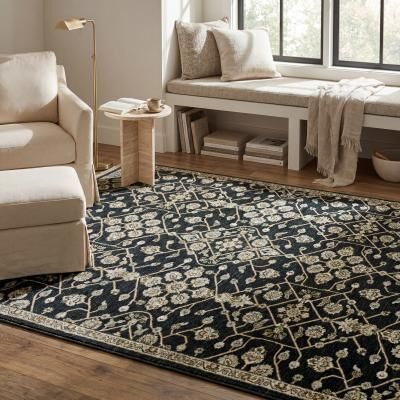 Style Haven Whittier Traditional Medallions Midnight Blue/ Green Fringed Dense Pile Rug