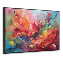 LEINWAND Bilder mit Rahmen - Ölgemälde - Kunst - Abstrakt - Farbenfroh - 150x100