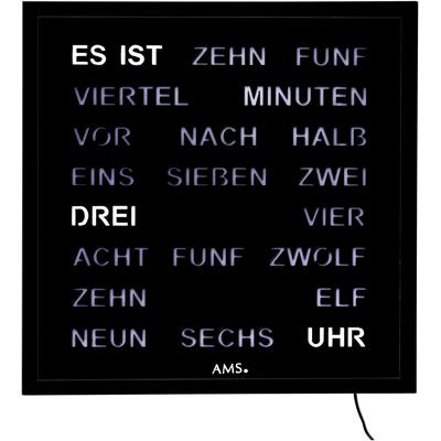 Wanduhr AMS, schwarz (schwarz, schwarz), Wanduhren, B/H/L: 40cm x 4cm x 40cm, Wanduhr, Quarzuhr, Digitaluhr, Wohnzimmer, Esszimmer, Küche, Arbeitszimmer,Büro