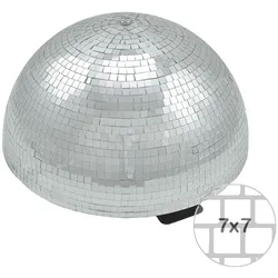 SATISFIRE Spiegelkugel halb 40cm Discokugel Spiegel-Halbkugel mit Motor silber