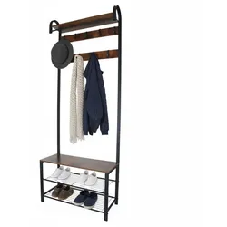 Relaxdays Garderobe mit Schuhbank Dunkelbraun,Schwarz