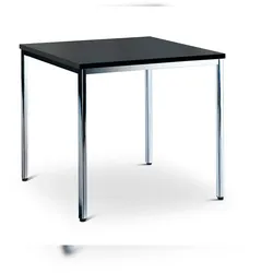 CEHA Besprechung- und Mehrzwecktisch 80 x 80 cm mit verchromten Gestell und Dekor schwarz