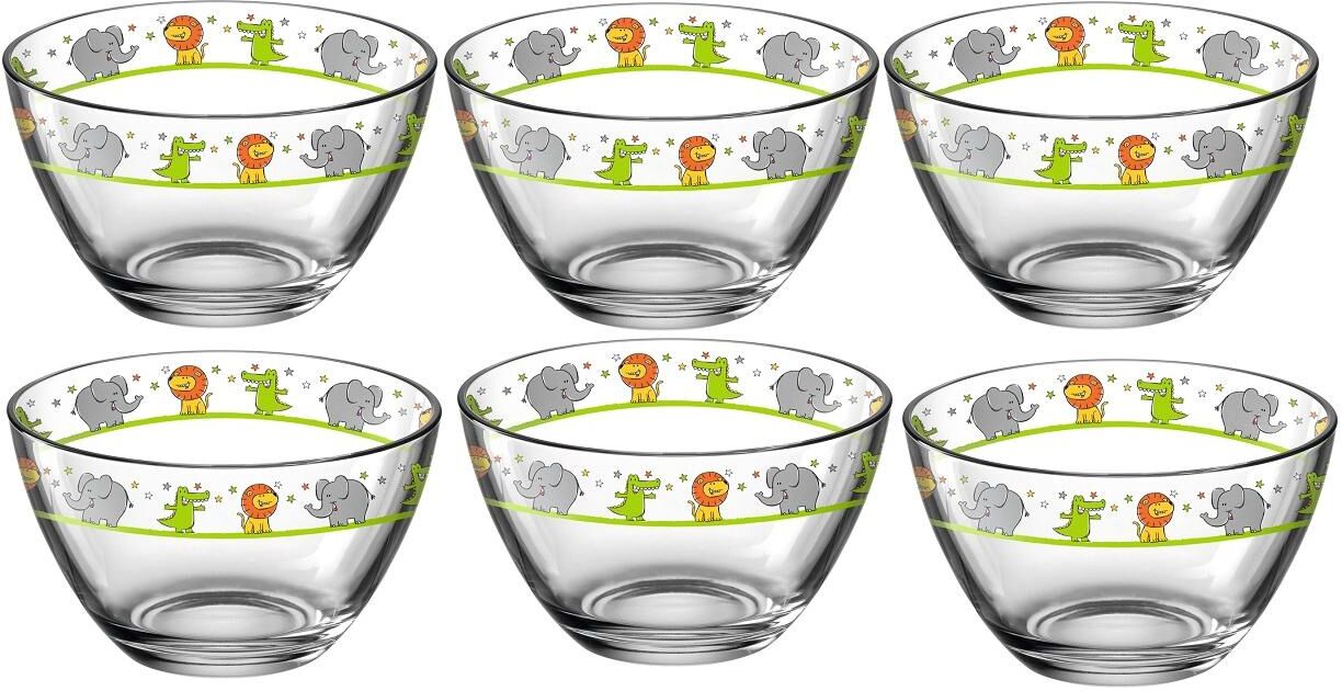 Schale LEONARDO "Bambini Löwe/Kroko/Elefan 6-teilig", Baby, Gr. Ø 8cm, transparent, Glas, Schüsseln Schale transparent Ø 8cm