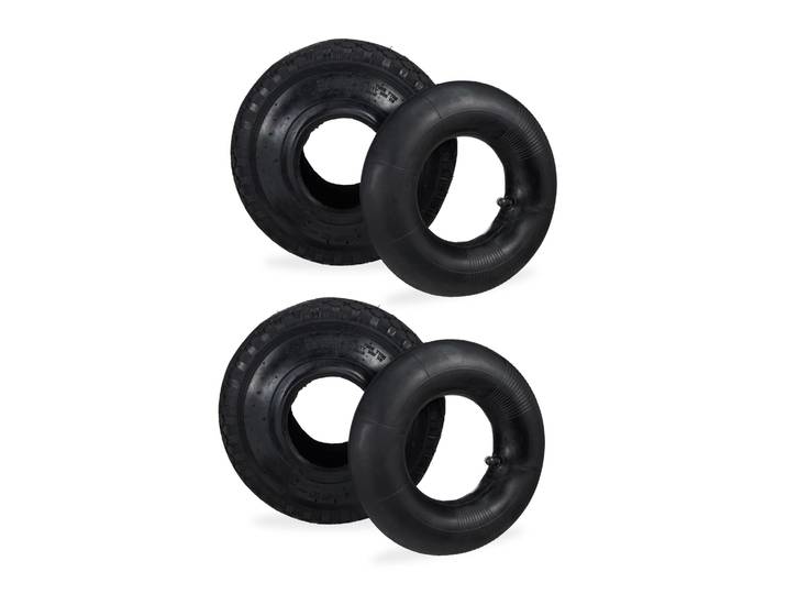 Sackkarrenreifen 3.00-4 mit Schlauch 2er-Set Schwarz