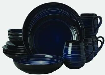Mikasa Swirl Coupe Cobalt 16-Piece Dinnerware Set, Service for 4