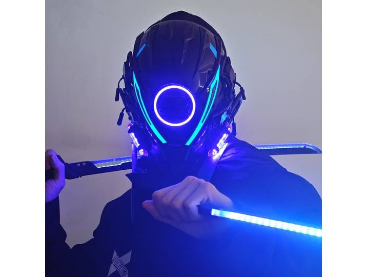 JAUPTO-Masque LED Punk Futuriste pour Hommes et Femmes, Techwear, Cosplay, Halloween Fit Party, Accessoires de Festival de Musique