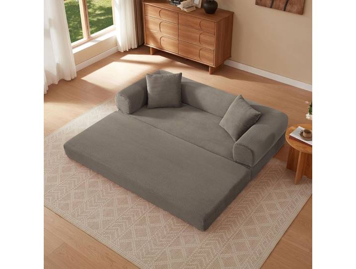 Canapé lit - MINIMAL - Convertible Tatami - Taupe - Mousse - 195x89x59 cm