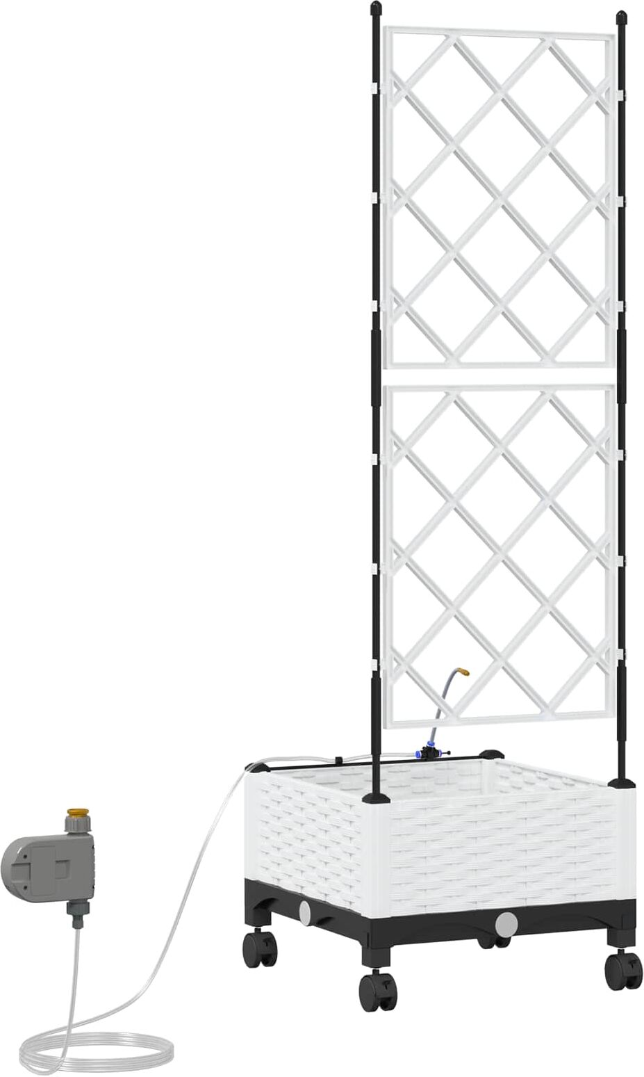 vidaXL Porte-plante de jardin avec irrigation et roues Blanc PP