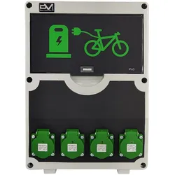 Fahrradladestation für E-bikes 12 Module 4x230V 4xRCBO Elektro Ladegerät Stromverteiler Ladepunkt für Stadt Parkplatz öffentlichen Bereich Stromverteiler Doktorvolt DV-2137