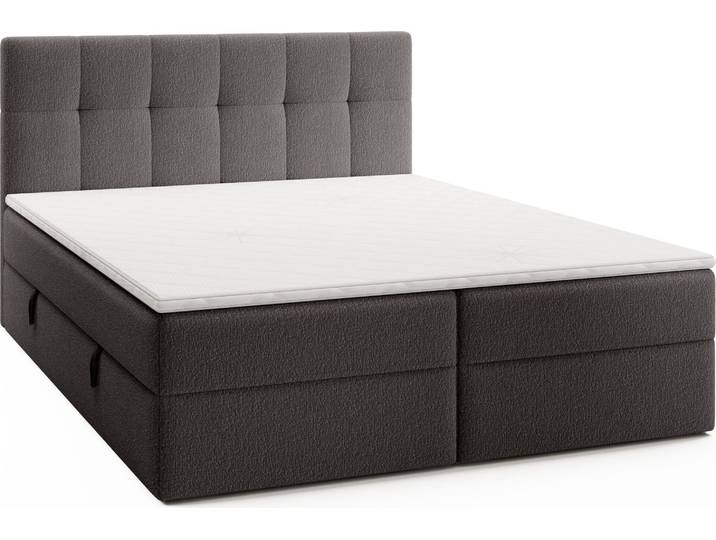 FEDVE Boxspringbett Oreno Royal Doppelbett Bettkästen Topper Matratze 140x200 cm Grau (Anthology 18)