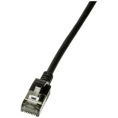LogiLink CQ9023S RJ45 Patchkabel CAT 6a U/FTP 0.50m Schwarz extrem dünn, Flammwidrig, Flexibel, Folienschirm, Halogenfrei, mit