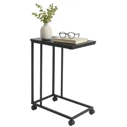 Relaxdays Beistelltisch mit Rollen C-Form Schwarz