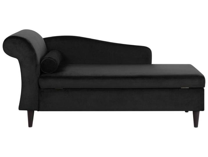 Chaise longue côté gauche velours noir avec rangement