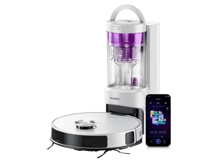 Eureka E20 Plus Aspirateur Robot avec Puissance d'Aspiration de 8000 Pa, Évitement d'Obstacles 3D IA DuoDetect, Brosse Anti-Emmêlement, Bac à Poussière 45 Jours, Contrôle par Application, Idéal pour les Poils d'Animaux et les Sols Durs