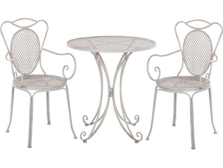 BELIANI Bistroset grau Metall 2er Balkon Terrasse Garten romantisch