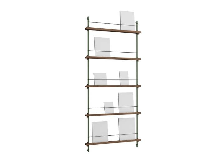 MOEBE Magazine Shelving Zeitungsständer Geräucherte Eiche-pine green, 85x180x7 cm, MS.180.1