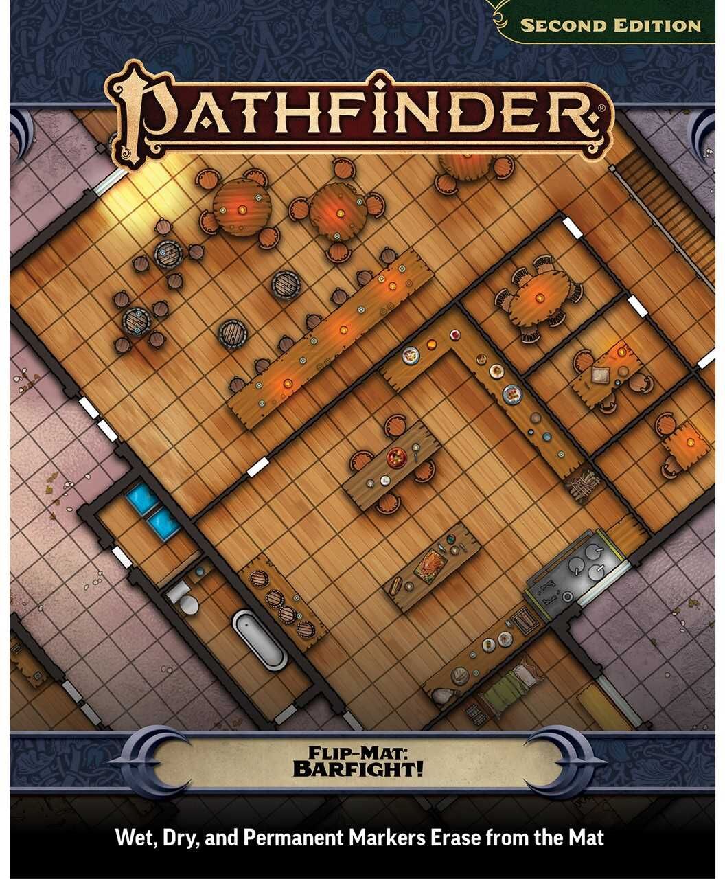 Paizo Publishing Pathfinder Flip-Mat: Barfight! - Double-Sided Battle Map for Fantasy Roleplaying Games