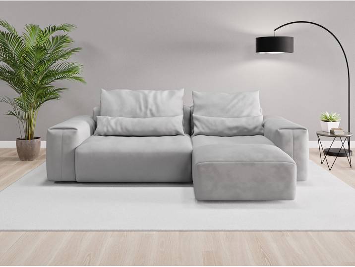 Ecksofa Denver Nr. 1 rechts - Grau (Achatgrau) - Vintage Velours