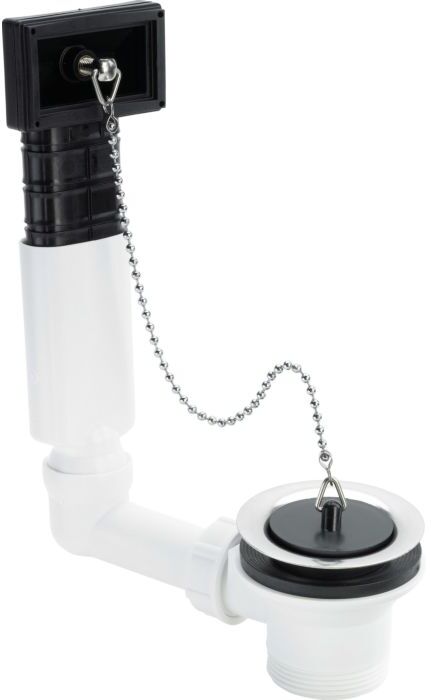 Viega Spülen Ab- und Überlaufgarnitur 100834 1 1/2" x 70 mm, Kunststoff weiß, mit Ventiloberteil Edelstahl