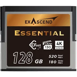 Exascend CFast Card 2.0 128GB R550/W530 Essential Serie (Neuheit) (128 GB, CFast 2.0), Speicherkarte, Schwarz