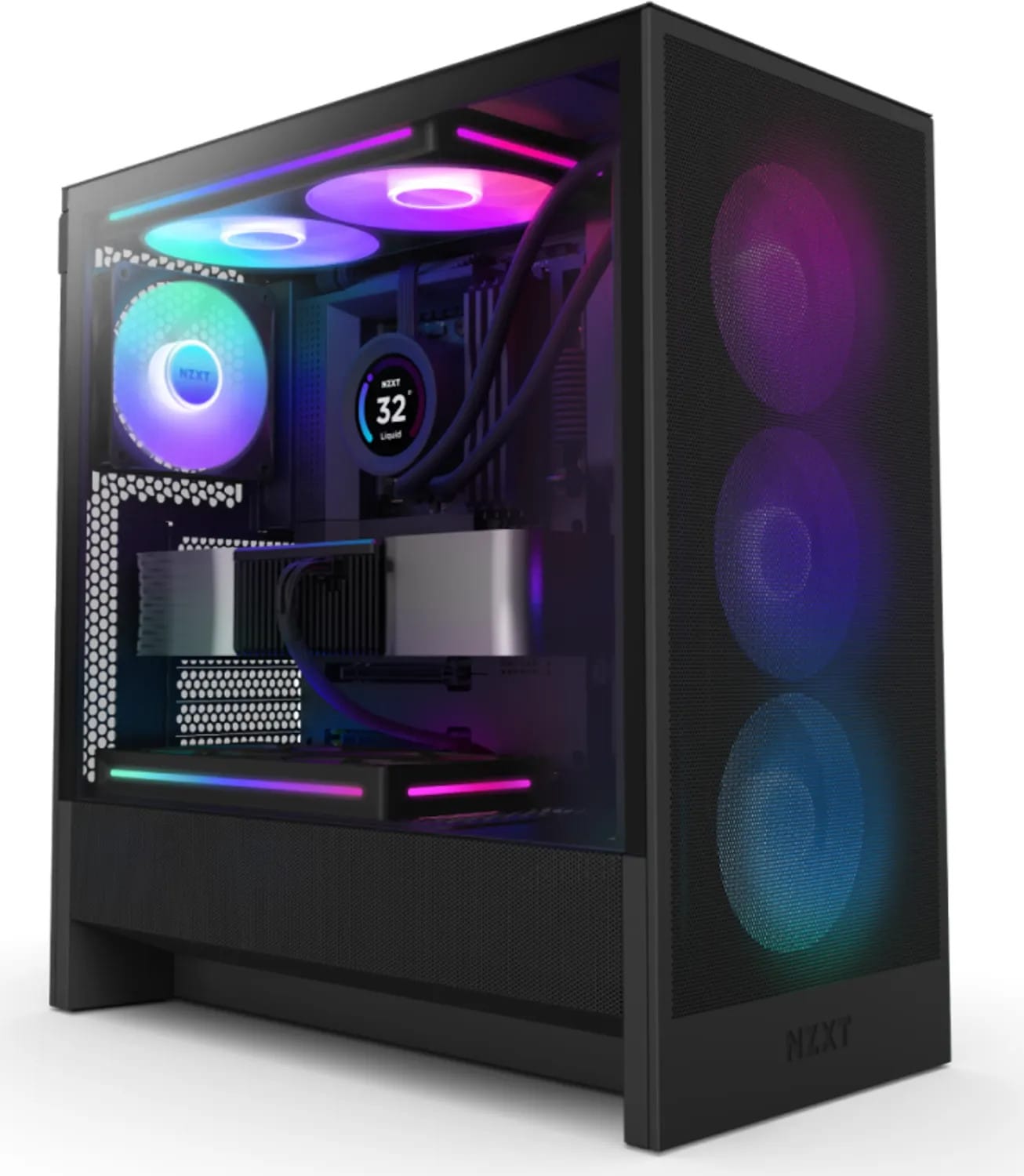 NZXT H5 Flow RGB 2024 Midi Tower ATX Gehäuse schwarz mit Sichtfenster CC-H52FB-R1