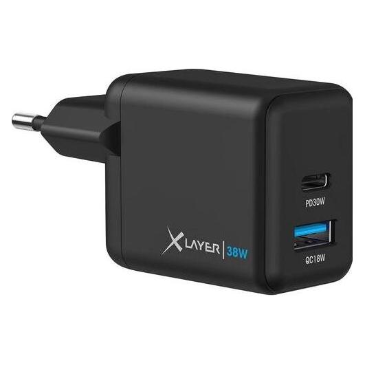 Xlayer Universal Powercharger 38W USB Typ C Black (38 W, 2 Ports) (219853)