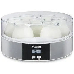 H.Koenig Koenig ELY70 - Yogrtmaker - 7 potjes, Fun Kitchen, Silber, Weiss