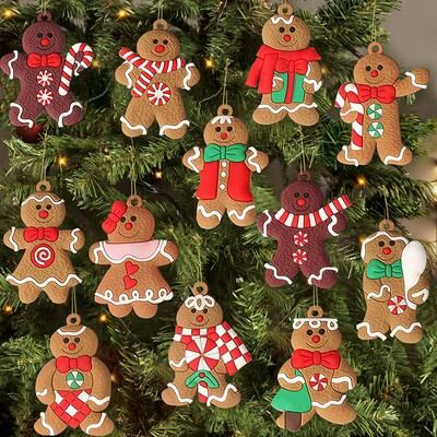 Modern Home Fixes Christmas Tree Hanging Decorations, Gingerbread Man Ornaments, Assorted Plastic For Tree Christmas Tree Hanging Decorations, Gingerbread Man Ornaments, Assorted Plastic For Tree