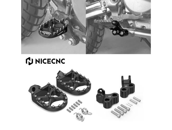 Repose-pieds élargis et abaisrés pour Suzuki DR650S DR650SE DR 650 S/SE (1996-2024) – Support de 1,5 po de descente et 1 po d'écartement