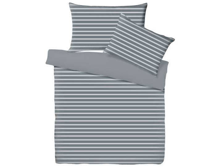 Living Home Bettwäschegarnitur Melange Double grey Baumwolle 160 x 210 70 x 50 cm - Bettwäschegarnitur